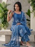 Abstract Cotton Sleeveless Kurta Set With Dupatta
