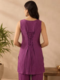 Short Solid Sleeveless Tunic With Wide-Leg Palazzo Kurta Set.