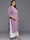 Varanga Women Mauve & Off White Ethnic Motifs Printed Gotta Patti Kurta