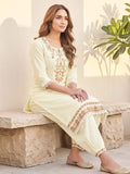 Varanga Women Floral Motif Thread Embroidered Yoke Kurta with Trouser & Dupatta