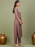 zari embroidered yoke Kurta With pant and Dupatta
