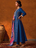 Royal Blue Mirror Work Kurta And Trouser Set With Dupatta