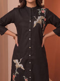 Black Thread Embroidered A-Line Kurta Set