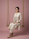 Pristine Ivory Kurta with Minimalist Brown Pop