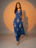 Floral Print Blue  Kurta Set