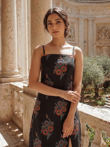 Varanga Black Colored Women Summer Dress