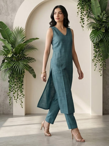 Effortless Teal Radiance Kurta Set