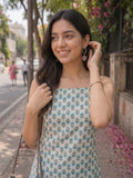 Women's Cotton Block Print Sleeveless Short Top With Lace-Up Back