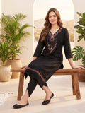 Varanga Women Floral Motif Thread Embroidered Yoke Kurta with Trouser & Dupatta