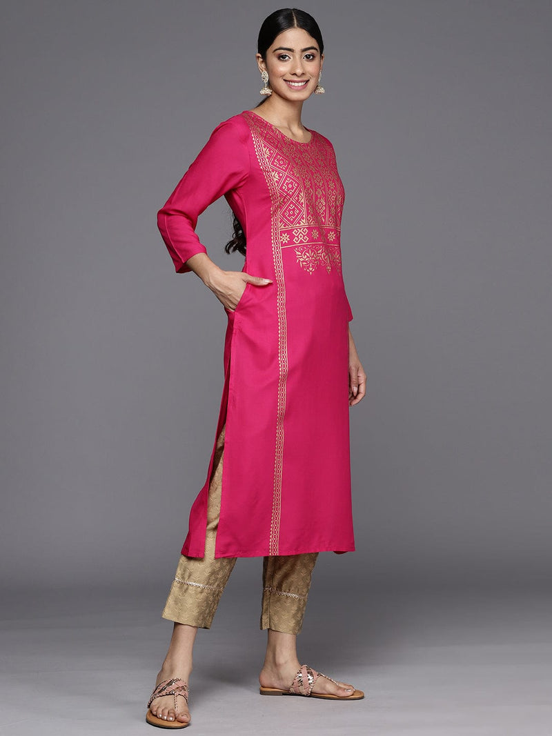 varanga women pink ethnic motifs printed kurta