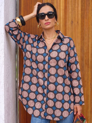 Varanga Women's geometric printed long shirt