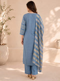 Grey Kurta Set Paired With A Shimmering Striped Dupatta