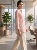 Red Coloured Slim Collar Long Sleeves Floral Shirt