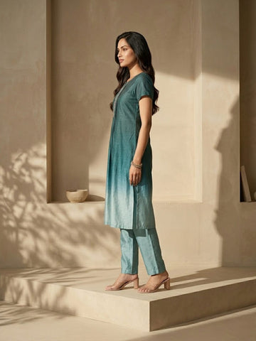The Celestial Ombre, Embroidered Kurta Set