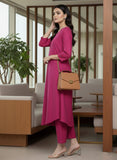 Varanga Women Magenta Solid A-Line Kurta Paired With Tonal Bottom