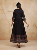 Varanga Midnight Heritage Ajrak-Print Cotton Anarkali