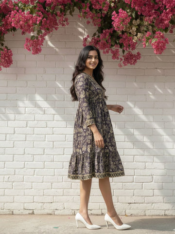 Summer Block Printed Midi Dress