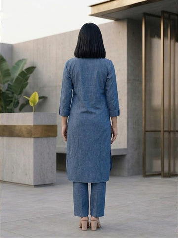 The Indigo Bloom kurta Set in Denim