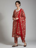 Varanga Women Gota Embroidered Yoke Kurta With Trousers And Dupatta