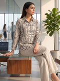 Cream Coloured Slim Collar Long Sleeves Floral Shirt