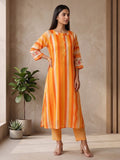 Women's Striped Cotton Aline Kurta Set with Fusion Look