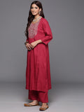 Varanga Women Round Neck Embroidered Yoke With Gathered Detail Kurta Paired With Bottom & Dupatta