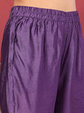 Varanga Women Purple Floral Printed Straight Kurta with Trouser and Printed Dupatta