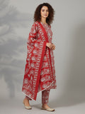 Varanga Women Ethnic Floral Printed Kurta With Trouser & Dupatta
