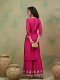 Varanga Women Zari Embroidered Yoke Kurta With Sharara And Dupatta