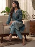 Varanga Women Mandarin Collar Placement Embroidered Kurta Paired With  Tonal Bottom
