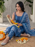 Abstract Cotton Sleeveless Kurta Set With Dupatta