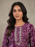 Varanga Women Purple & White Bandhani Printed Kurta