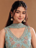 Women's Embroidered Shimmer Short Kurta With Palazzo And Dupatta