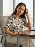 Black Coloured Short Sleeves Shirt Collar Top