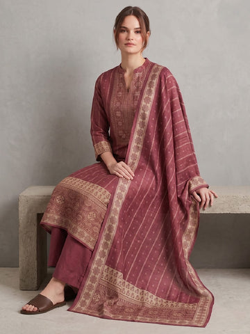 The Mauve Stripe Floral Kurta Set