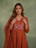 Rust Embroidered Ethnic Suit Set