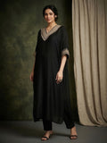 Varanga Women-Zari Embroidered Lace Neck Flared Kaftan With Trouser