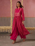 The Golden-Grid Berry Women's Kurta Set