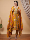 Varanga Women Ethnic Mustard Kurta Set With Dupatta