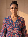 Women's Indigo & Rust Floral Block Print Kurta