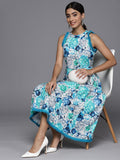 Varanga Women Printed Halter Neck Knee Length Dress With Tassel Details