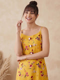Varanga Mustard And Pink Printed Strap Kurta