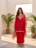 Zari Work Kurta With Sharara And Dupatta
