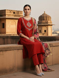 Varanga Women-Zari Embroidered Yoke Anarkali Kurta With Trouser & Dupatta