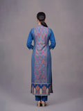 Blue Printed Kurta Set In Modal Silk