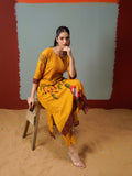 Mustard Yellow Floral Kurta with Trousers