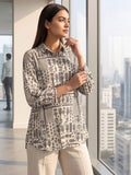 Cream Coloured Slim Collar Long Sleeves Floral Shirt