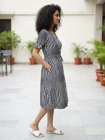 Tailored Stripe & Checkerboard Dress