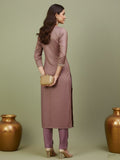 zari embroidered yoke Kurta With pant and Dupatta