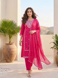 Varanga Women Kurta With Trousers And Paired With Dupatta Featuring Lurex And Lace Detailing
